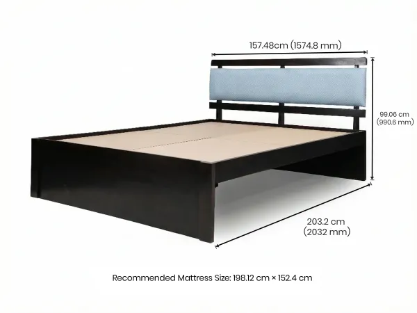 Crest Solid Wood Queen Size Double Bed